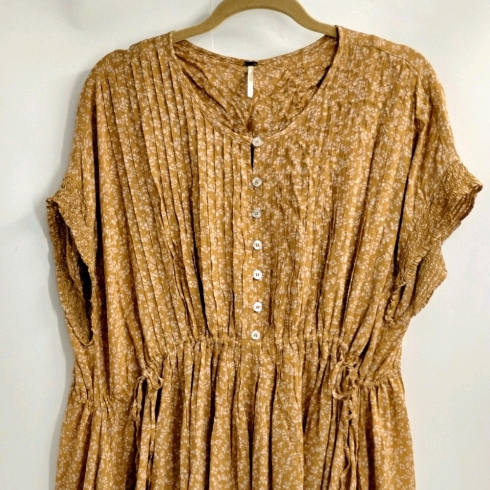 Free People Dress One Fine Day Beige Ditsy Floral Mini - Picture 6 of 13